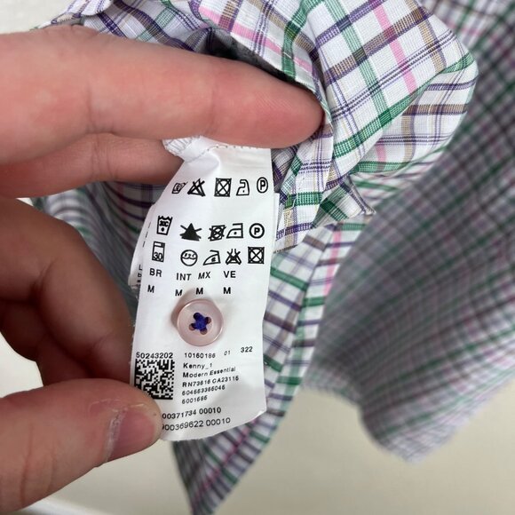 BOSS Hugo Boss Regular Fit Short Sleeve Plaid Button Down Shirt Men’s Sz M - Picture 8 of 9